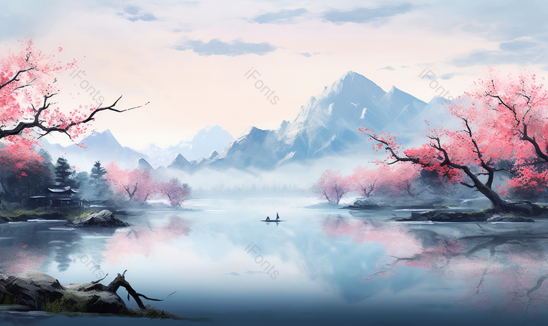 手绘中国风小清新水彩风格山水风景插画,插画/手绘图,插画/手绘图库,插画/手绘图下载,插画/手绘